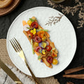 Factory Wholesale Restaurant Porcelain Tableware Irregular Stone Texture White Ceramic Charger Dinner Dishes Plates for Catering