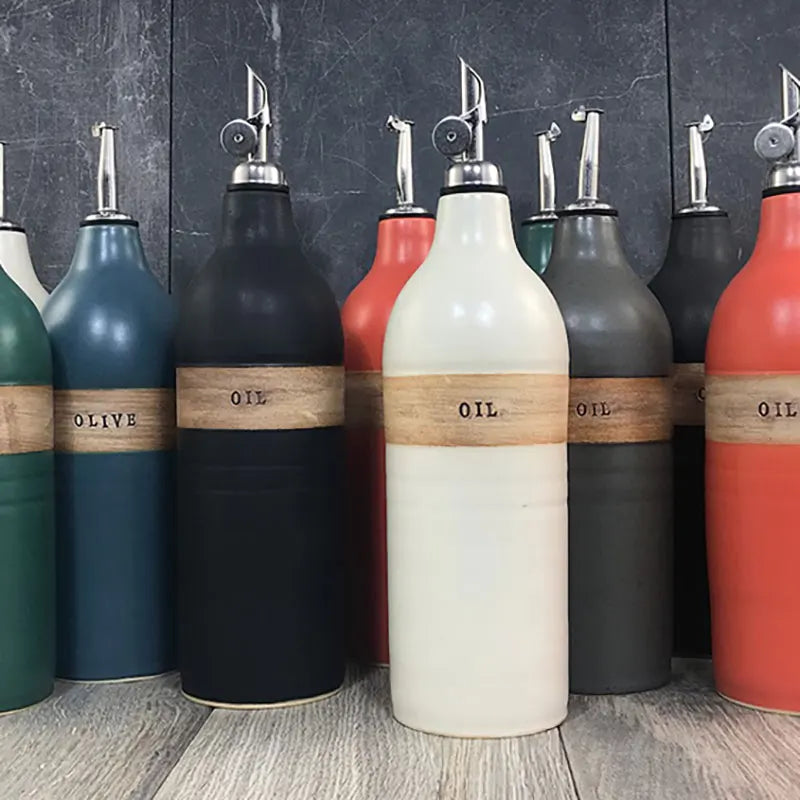 New Modern Soy Sauce Vinegar Oil Dispenser Container Custom logo Kitchen Decorative Matt Ceramic Bottle for Olive Oil