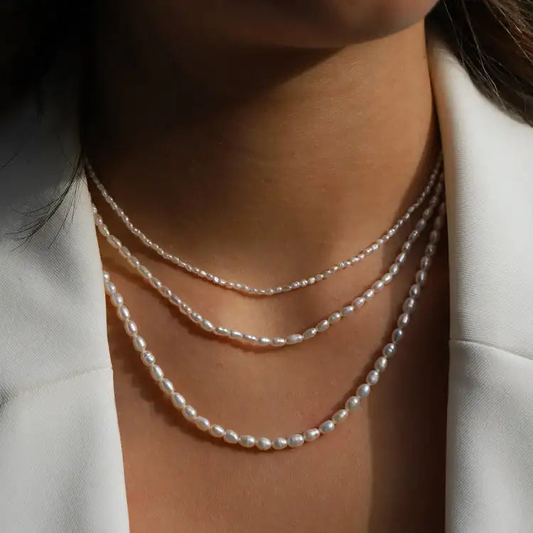 Factory Wholesale Custom Cheap Freshwater Pearl Necklace Jewelry With Silver Clasp for Women