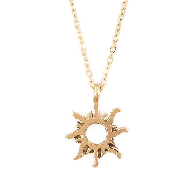 Boho Trendy Custom Brown Card Fashion Jewelry Gold Plated Sun Friendship Pendant Necklace