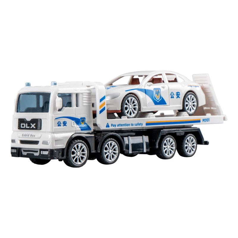 Wholesale Multi-function Inertial Police Car Trailer Truck Rescue Friction Vehicle for Kids Forklift Car Model Children'sToy Car