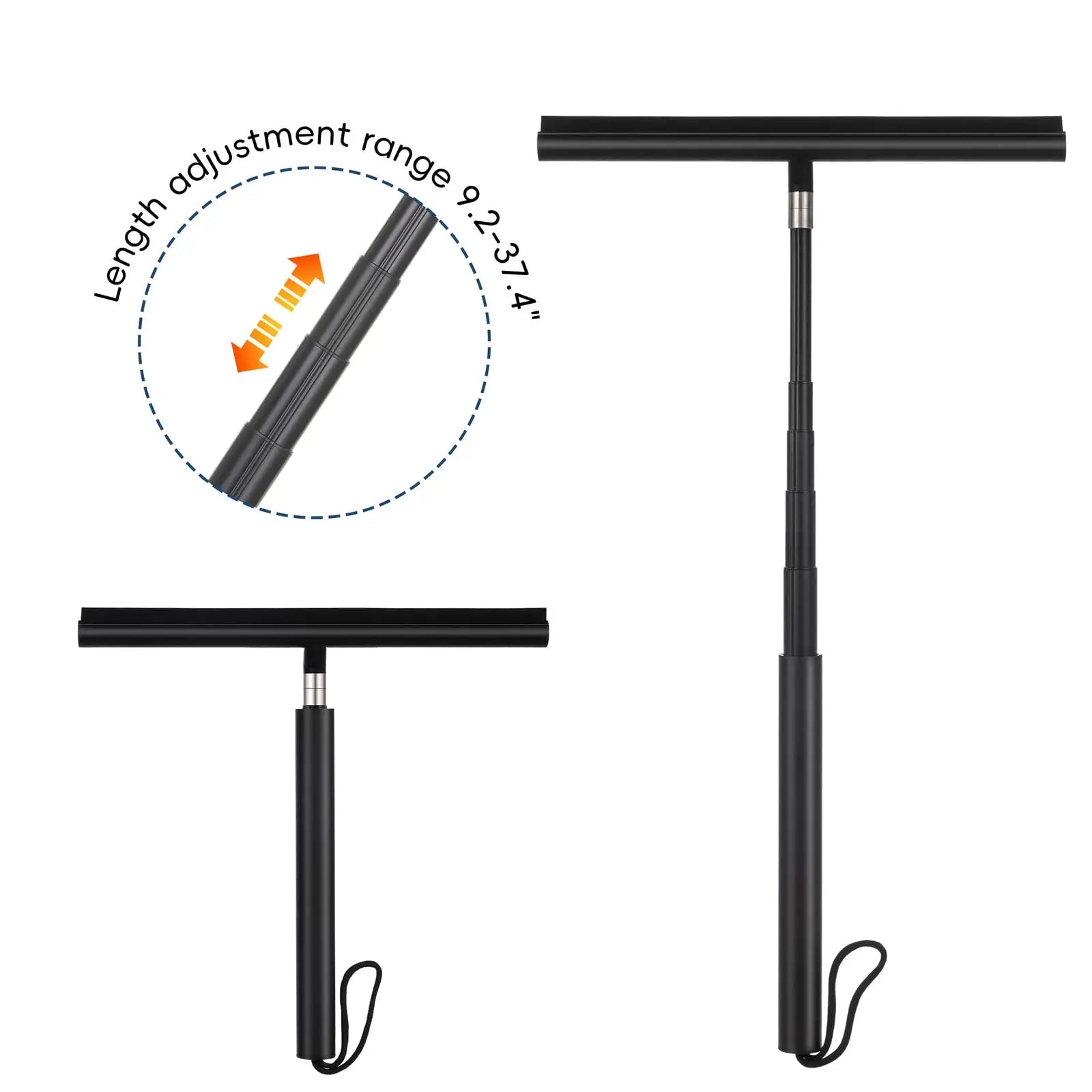 Superior Quality Adjustable Telescopic Rod Black Soft Rubber Window Squeegee Scraper Cleaning Tool Aluminum Handle Glass Wiper