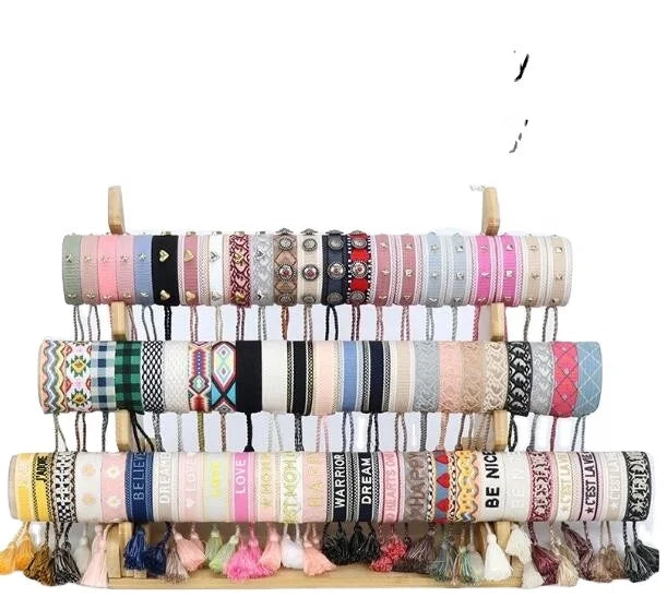 Adjustable Embroidered Love Words Bracelet Braided Woven Friendship Wristband with Customizable Letters Promotional Wristbands