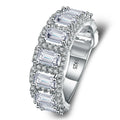 Abiding Fine Jewelry White Cubic Zirconia Luxury Engagement Broad Band 925 Sterling Silver Stacking Zircon Band Ring