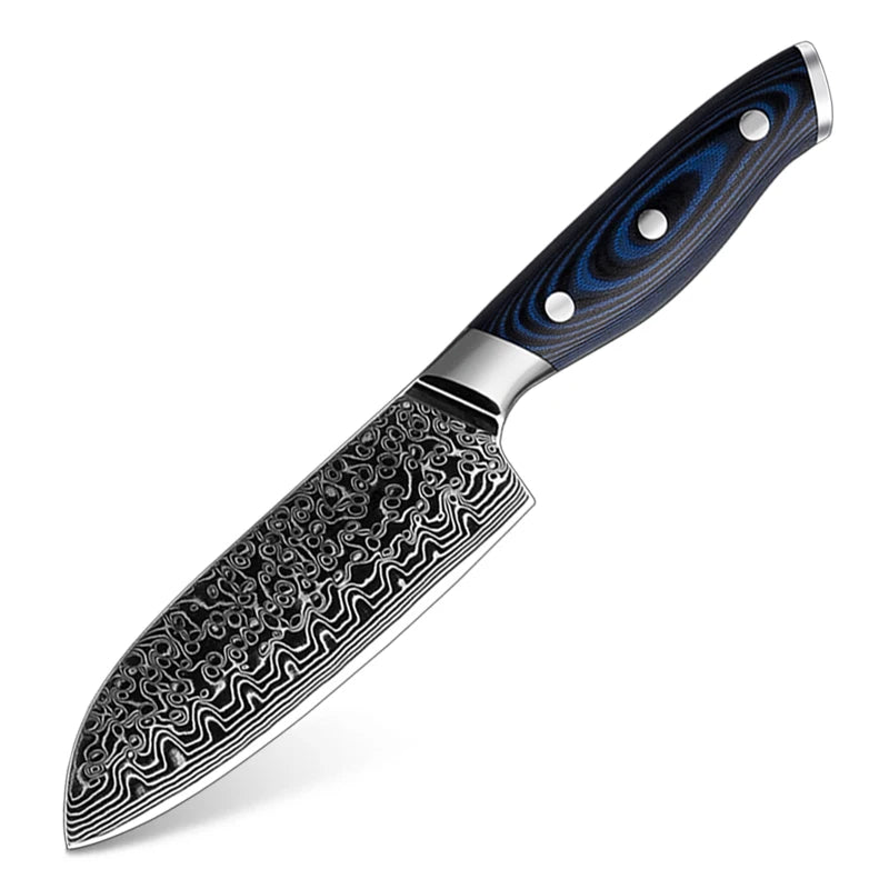 Grandsharp 5 Inch Professional Damascus Kitchen Santoku Knife Japanese High Carbon Steel AUS-10 67-Layer Santoku Chef Knife