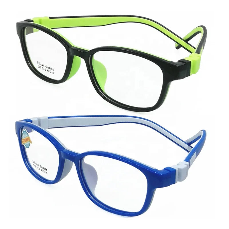 Wholesale TR90 Silicone Dual Colors Kids' Optical Eyeglasses Frames Unisex Ultra Bendable 505 Black Sports Green Pink Yellow