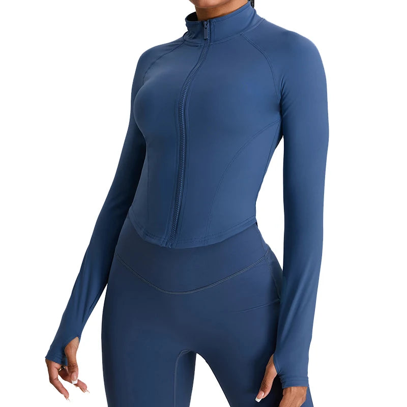 Women's Summer XXL Plus Size Running Jacket Comfortable Windproof Four-Way Stretch Front Zipper Thumb Hole Solid Activewear