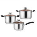 DTK 6pcs Sauce Soup Pot Kitchen Glass Cooking Stainless Steel Pot Set Cookware