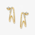 LOZRUNVE 18k Gold Plated Double Band Pave Diamond CZ Hoop Earring Silver 925