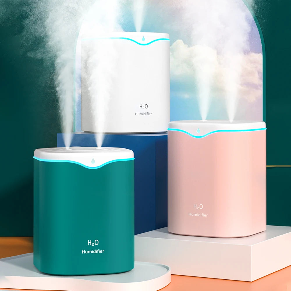 Wholesale Home 2000ml Double Spray Ultrasonic Air Humidifier Diffuser Desktop Usb Cold Mist Home Yoga Use Air Diffuser Plastic