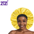 ZTZI Wholesale Wide Band Adjustable Satin Hair Bonnet for Women Drawstring Satin Sleep Cap