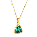 Women's 18K Gold Plated Stainless Steel Triangle Zircon Pendant Necklace with Trendy Design for Wedding Anniversary Gift