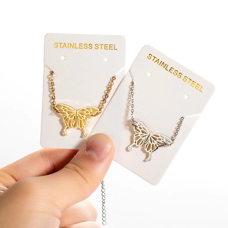 Fashion Non Tarnish Silver 18K Gold Plated Stainless Steel Women Charm Origami Butterfly Bracelet Jewelry