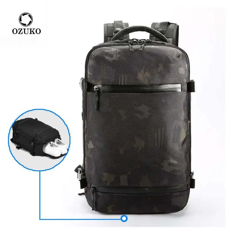 For 8983 Unisex 16 Inch USB Oxford Laptop Backpack Waterproof 20-39L Camping and Outdoor Sports for Travel