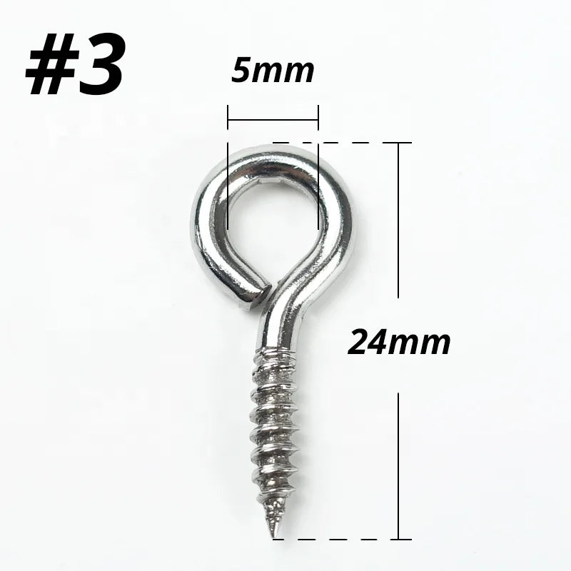 #3  304 Stainless Steel Self-Tapping Ring Eye Bolts Hook Screw in Eye Screws