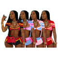 2025 Summer Women Clothing Custom Logo Color Block  Jacket Tanks Top S-XL Casual Tracksuit Women Mini 3 Piece Shorts Set