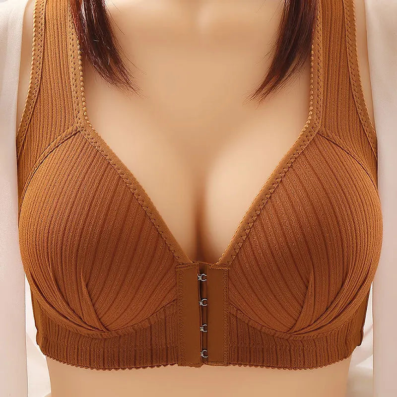 Front Buckle Female Underwear Large Size Wireless Push up Middle-aged Bra for Women
