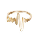 2022 Wholesale Simple Gold Plated Ring Knuckle Adjustable Ring Jewelry Personalized EKG Ring for Women Girls