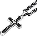 Hot Selling Jewelry Manufacturer Christian CZ Inlay Stainless Steel Byzantine Chain Necklace Cross Necklaces for Men