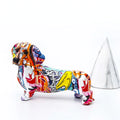 Creative Home Living Room Animal Statues Ornaments Resin Sausage Dog Figurines Graffiti Dachshund Dog Statue