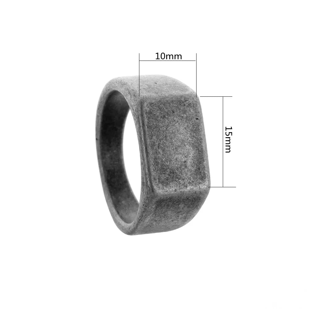 Classic Antique Stainless Steel Old Antique Silver Plated Nordic Runic Symbols Pagan Celtic Viking Letter Script Finger Ring for MegaBDM