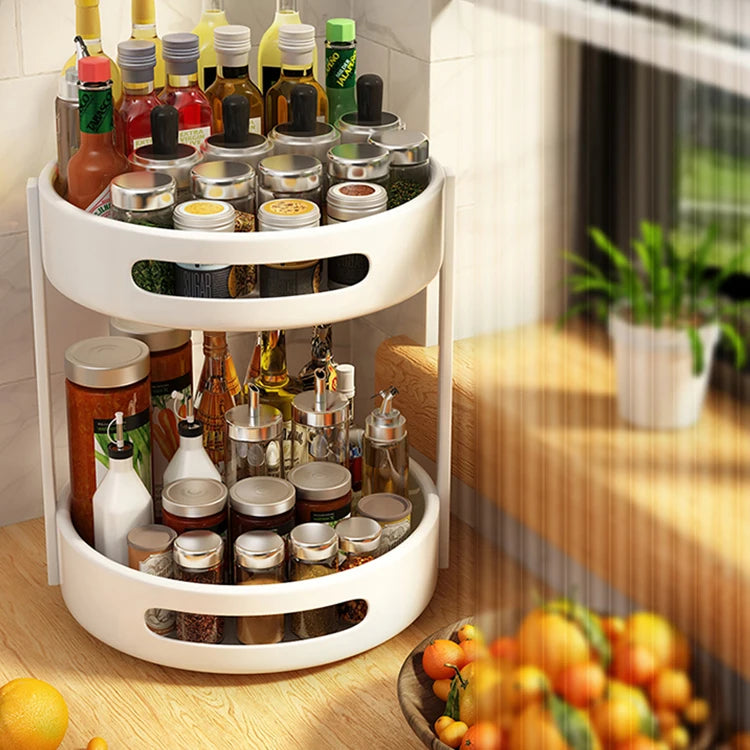 Wholesale 2 Layer Kitchen Stainless Steel Wall Mounted Eco-Friendly Multifunction Revolving Rotating Spice Rack
