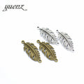 YuenZ Bronze Tibetan Silver Antique Feather Charms Pendants for Bracelet Jewelry Making DIY Handmade 34*14mm D312