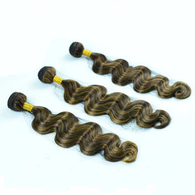 Adorable Premium Soft Synthetic Hair Bundles 100gPiano Color 4/27 Body Wave Double Weft Heat Resistant Fiber Hair Weave 20 Inch