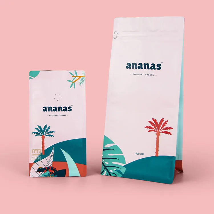 Wholesale Eco Friendly Flat Bottom Aluminium Foil Cafe Package Pouch Printed 500g 1kg Coffee Packaging Bags With Valve