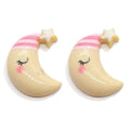 Kawaii Cartoon Resin Cabochon Sleeping Moon for Hairpin Ornament Simulation Chocolate Cake DIY Decor