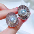 E882 8-9mm DIY Natural  Freshwater Pearl Charm Earrings Mounting Accessory 925 Sterling Silver Gold Plated  Jewelry for Women