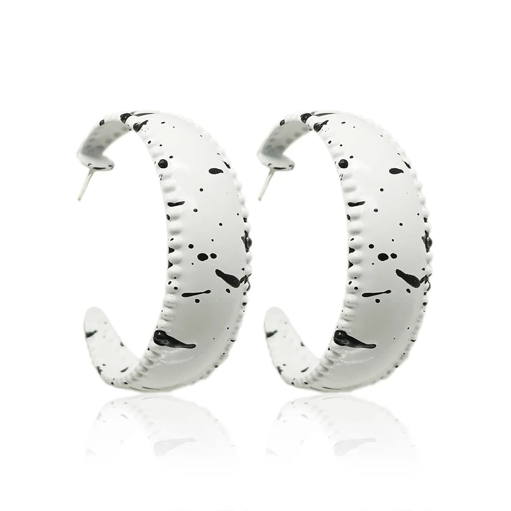 Korean Fashion Spray Paint Graffiti Design C Hoop Earrings Minimalist Hip Hop Alloy Stud Earrings Party Jewelry Accessory