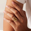Simple 18k Gold Plated Snake Sun Moon Bow Tie Heart Stainless Steel Rings for Women Jewelry