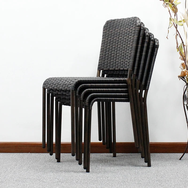 Modern Metal Rattan Dining Room Furniture Chairs Stackable and for Home Hotel Kitchen Outdoor School Use