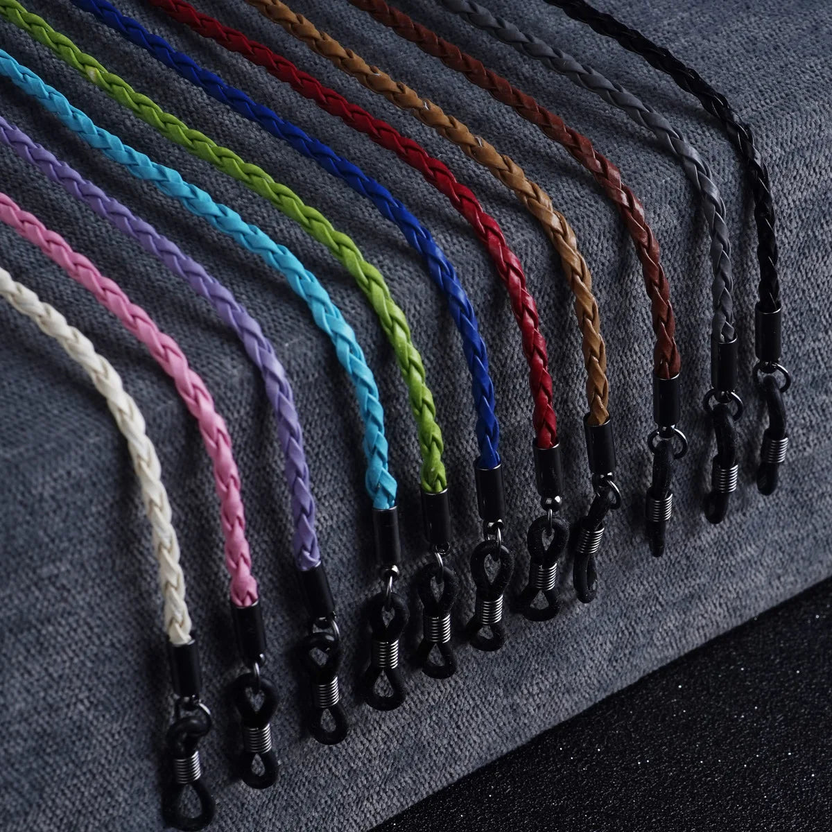 Multicolor Sunglasses Hanging Chain Reading Glasses Hanging Rope Braided PU Leather Glasses Twisted Rope