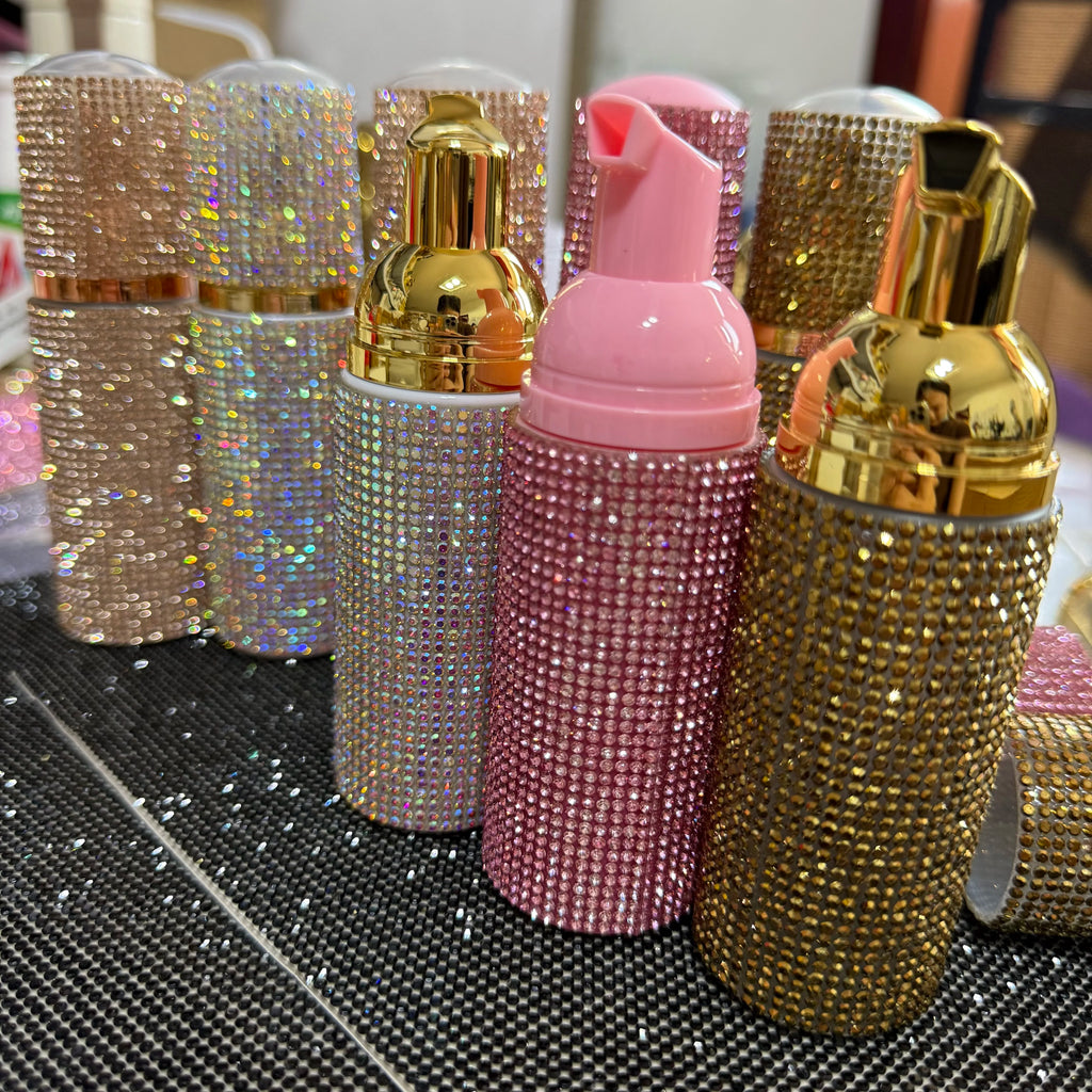 Private Label Diamond Lash Shampoo Kit Bottle With Brush Eyelash Extension Lash Cleanser Packaging Rhinestone Lash Shampoo