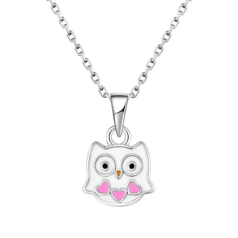 Factory Wholesale 925 Sterling Silver Jewelry Designer Pink Cute Animal Beads Enamel Owl Charms