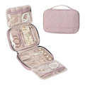 New Arrival Jewelry Organizer PU Leather Luxury Portable Large Capacity Travel Jewelry Zipper Bag with Handle