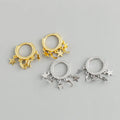New Classic Cute Design 925 Sterling Silver Moon and Star Charm Circle Hoop Drop Earrings for Women