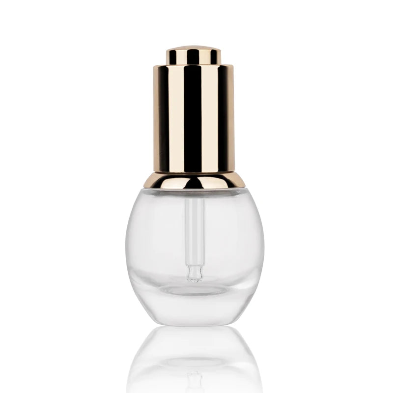 30ml Clear Round Thick Bottom Glass Dropper Bottle for Skin Care Serum with Screen Printed Packaging Glass Skincare Containers