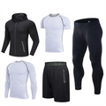 Custom Compression Pants Shirt Top Long Sleeve Jacket Athletic Sets Gym Clothing Mens Sportswear 5 PCS Set
