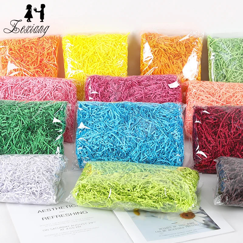 Zex Factory Colorful 100 G/Pack Recycled Decorative Filler Crinkle Paper Shreds Gift Box Shredded Paper for Packaging