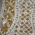 HY2417 2023 Gorgeous White 3d Beaded Pearls Lace With Crystal Sequins French Wedding Bridal Dress Fabric for 5 Yards