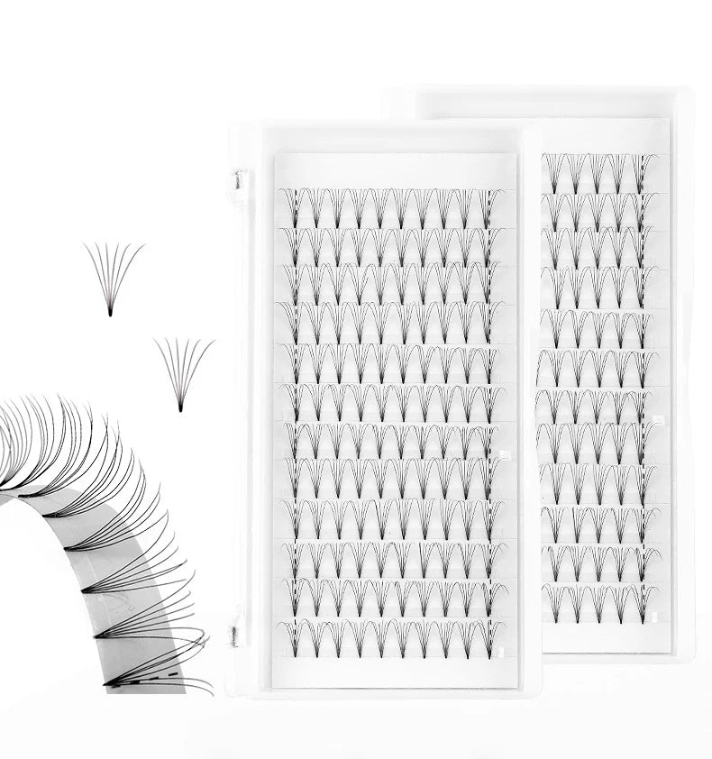 High Quality Lash Trays Handmade Premade Fans Eyelash Extensions Pointed Pre Made Lash Fans Short Stem Mink