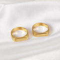 Fashion Highly Polished PVD Flat Geometric Gold Plated Stainless Steel Finger Ring for Women Accessories