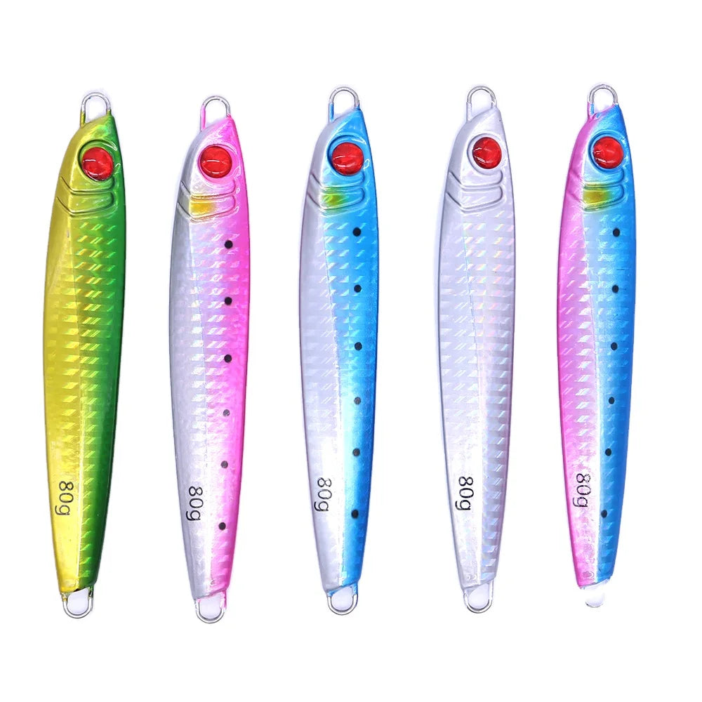 CASTFUN Slow Jigging Lure Casting Lure Hard Saltwater Fishing Lure Fish Jig for Seabass 60g 80g Metal Jigs MegaBDM