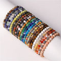 New Trendy Natural Gemstone Stone  Colorful 6MM Natural Stone Bead Charm Elastic s