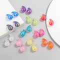 Wholesale New Colorful Jelly Color Water Drop Cute Girl Jewelry Laser Fancy Teardrop Stud Earrings Unisex Trendy Anniversary