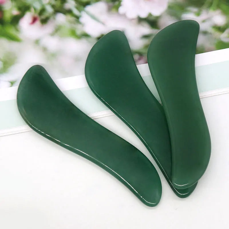DIY Jade Stone Face Scraping Massage Green Aventurine Guasha Board