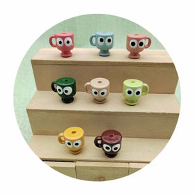 Wholesale Eyes Pattern Print Cartoon Cup Shape Acrylic Beads Diy Jewelry Earring Garment Pendant Accessories